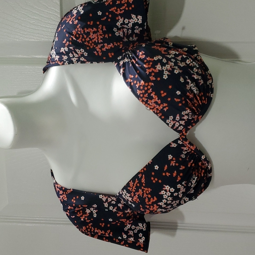 NWT MICHAEL KORS CAP SLEEVE UNDERWIRE BIKINI TOP - SCATTERED BLOOMS MEDIUM M…
